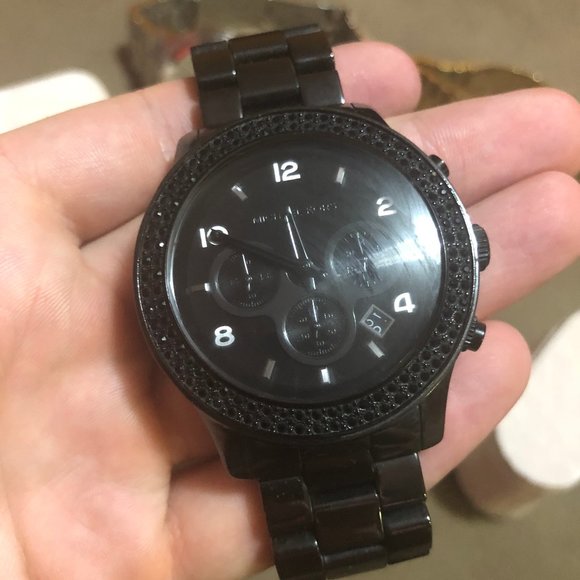 NEW MICHAEL KORS BLACK CERAMIC W/ ONYX CRYSTALS - Picture 1 of 4